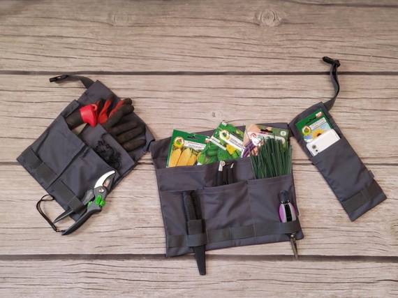 Pocket Set tool organizer for gardening tools.