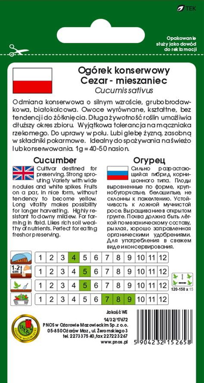 Field cucumber CEZAR F1 5g (Cucumis sativus)