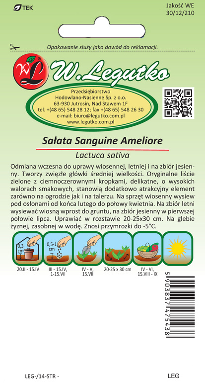 Butterhead lettuce SANGUINE AMELIOREE 1g (Lactuca sativa)
