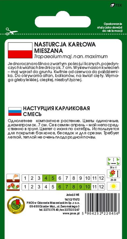 Nasturcja karłowa mix 6g (Tropaeolum maj. nan. maximum)