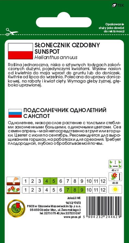 Decorative sunflower SUNSPOT low yellow 1g (Helianthus annuus)