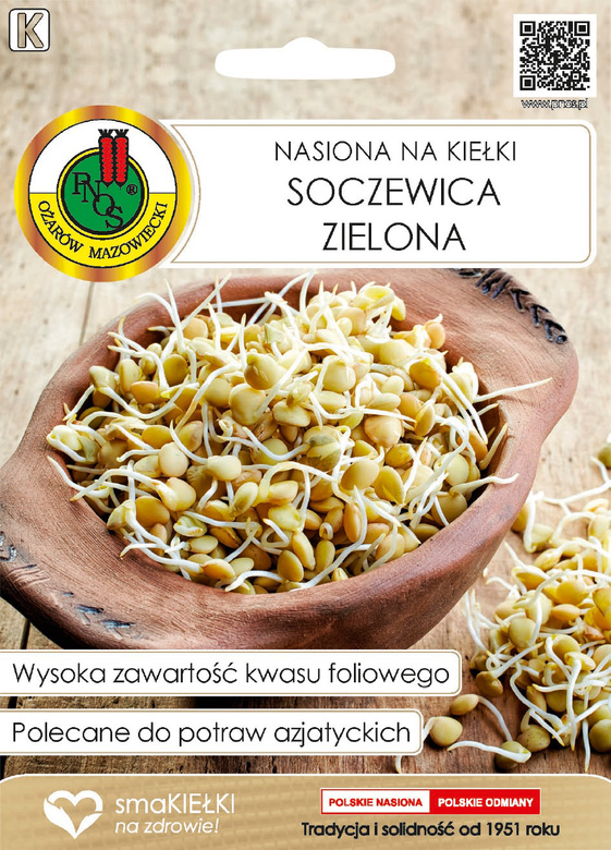 Nasiona na kiełki SOCZEWICA ZIELONA 30g