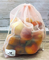 Zero waste mesh shopping bags for fruit protection, 6 pieces (3x28x37, 3x18x22) pink.