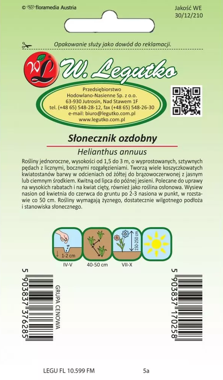 Słonecznik ozdobny wysoki pojedynczy mix 3g (Helianthus annuus)