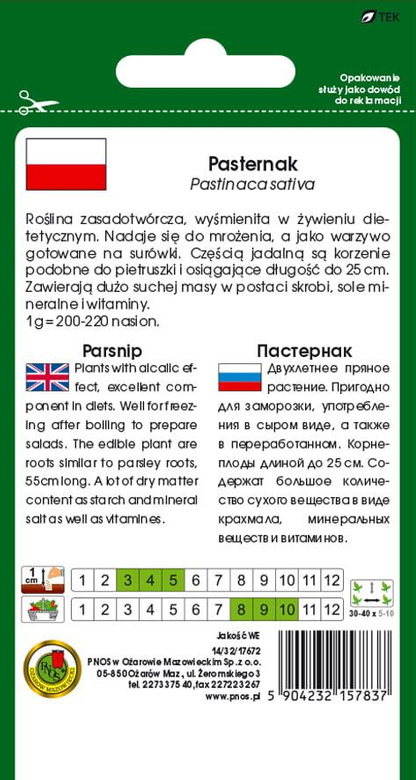 Pasternak półdługi biały 5g (Pastinaca sativa)