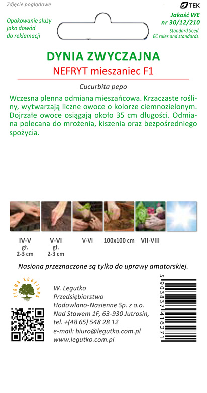 Cukinia Dynia zwyczajna NEFRYT F1 3g (Cucurbita pepo)