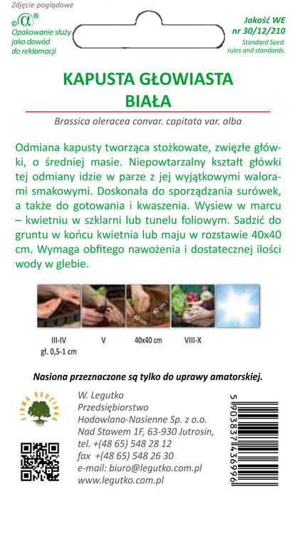 Kapusta głowiasta biała stożkowa CUOR DI BUE GROSSO 1g (Brassica oleracea var. capitata alba)