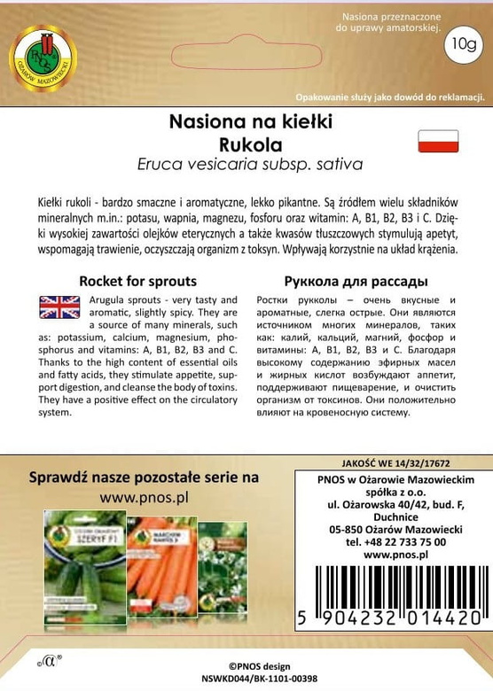 Nasiona na kiełki RUKOLA 10g