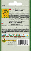 Petite Gold low-growing marigold with a velvety texture and a golden-yellow color, 1g.