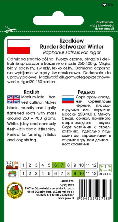 Rzodkiew RUNDER SCHWARZER WINTER 5g (Raphanus sativus var. niger)