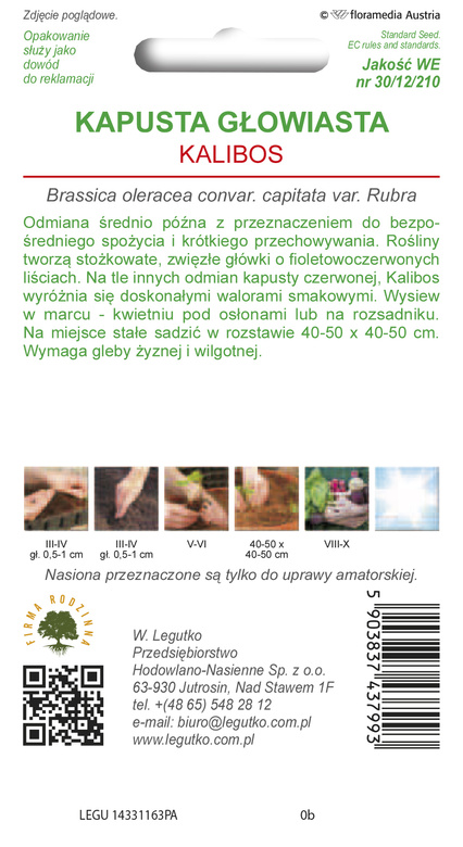 Kapusta głowiasta czerwona stożkowa KALIBOS 0,5g (Brassica oleracea convar. capitata var. Rrubra)