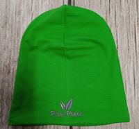 Two-layered cotton hat in green-graphite color.