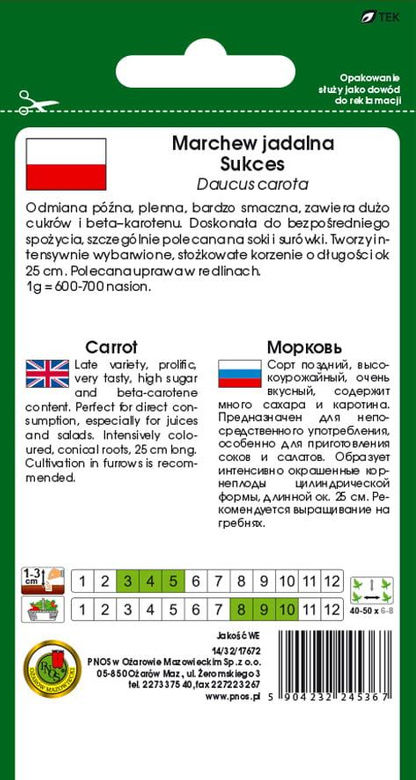 Marchew jadalna SUKCES 5g (Daucus carota)