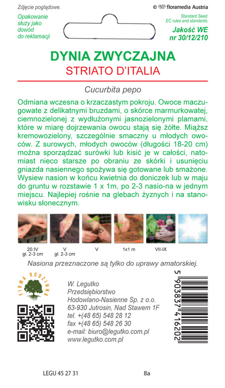 Zucchini Squash STRIATO D'ITALIA 2g (Cucurbita pepo)