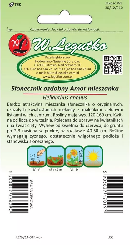 Słonecznik średnio-wysoki pojedynczy AMOR 3g (Helianthus annuus)