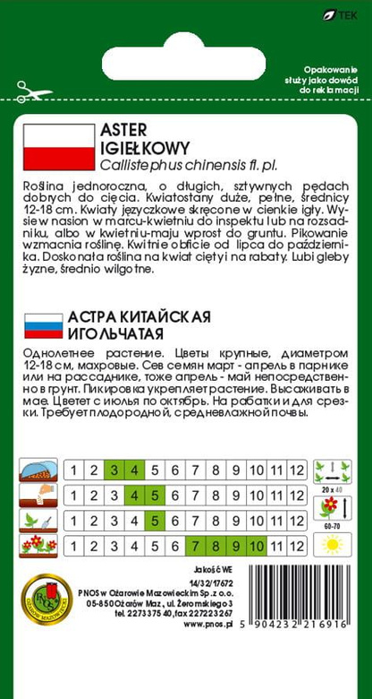 Aster igiełkowy czerwony 0,8g (Callistephus chinensis fl. pl.)