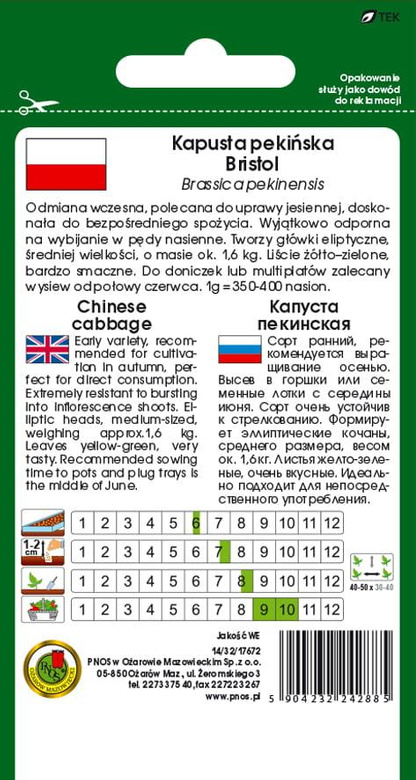 Kapusta pekińska BRISTOL 2g (Brassica pekinensis)