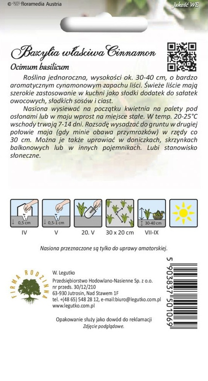 Green Sweet Basil CINNAMON 0.5g (Ocimum basilicum)