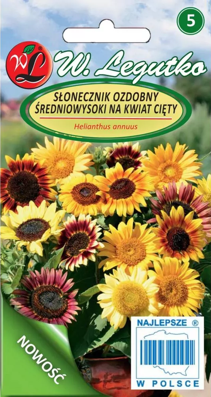 Słonecznik średnio-wysoki pojedynczy na kwiat cięty mix 3g (Helianthus annuus)