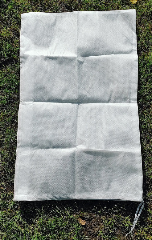 Protective hood with white securing string.