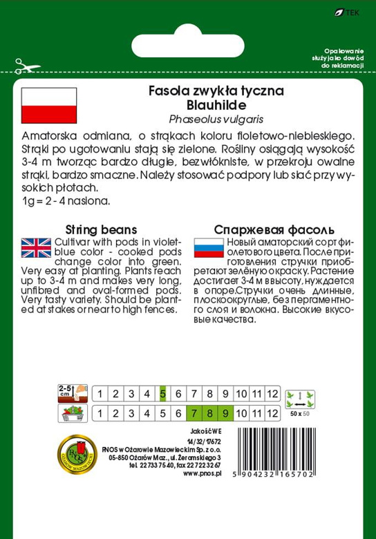 Fasola szparagowa fioletowa tyczna BLAUHILDE 10g (Phaseolus vulgaris)