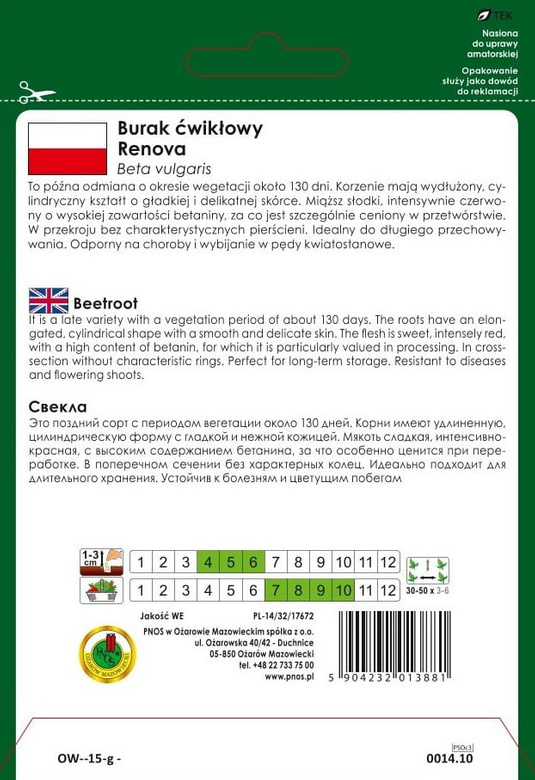 Burak ćwikłowy RENOVA 10g (Beta vulgaris)