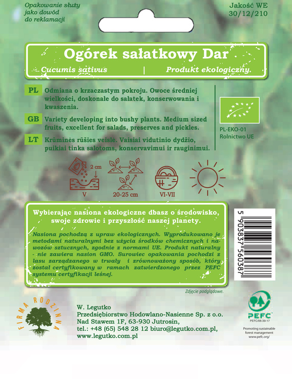 Salad cucumber DAR 2g BIO (Cucumis sativus)