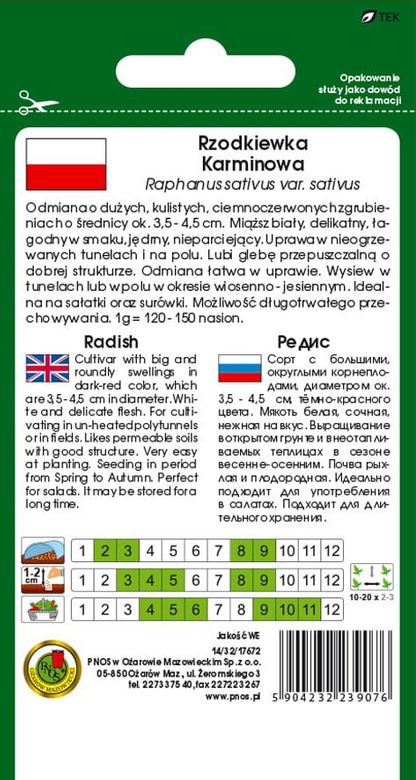 Rzodkiewka KARMINOWA 10g (Raphanus sativus var. sativus)