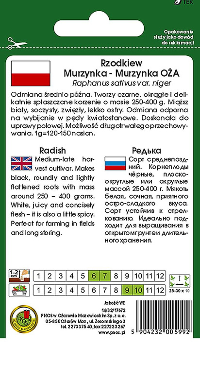 Rzodkiew MURZYNKA-MURZYNKA OŻA 5g (Raphanus sativus var. niger)