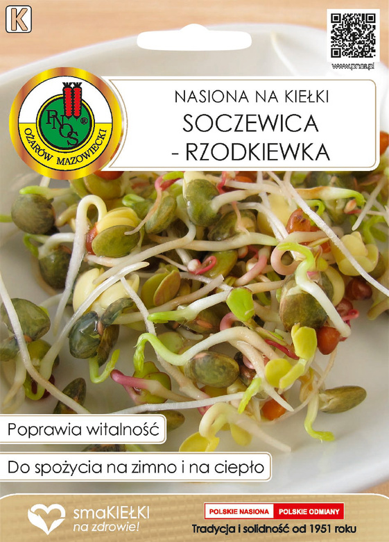 Nasiona na kiełki SOCZEWICA - RZODKIEWKA 30g,