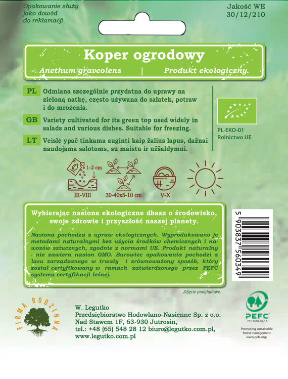 Koper ogrodowy 5g BIO (Anethum graveolens)