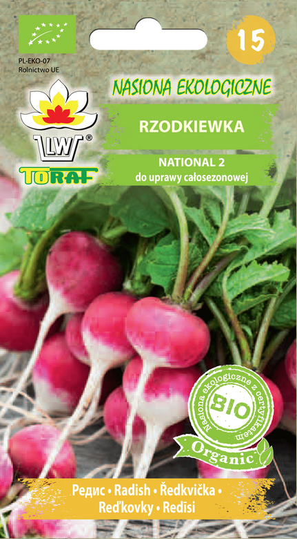 Radish NATIONAL 2 BIO 5g (Raphanus sativus L. subvar. Radicula)