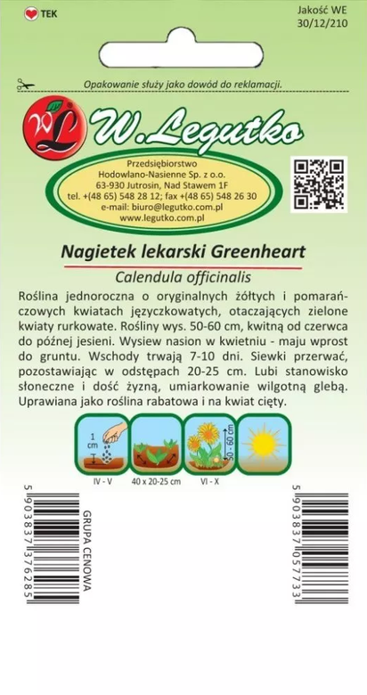 Calendula officinalis GREENHEART "Green Heart" mix 2g (Marigold)