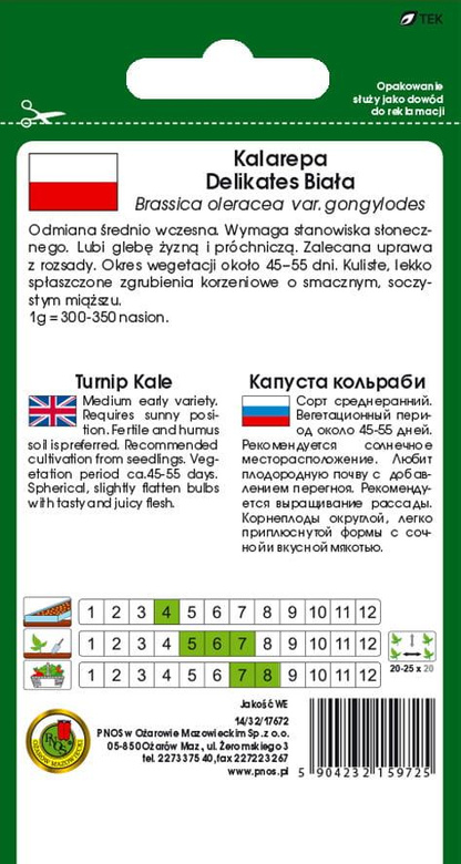 Kalarepa DELIKATES BIAŁA 2g (Brassica oleracea var. gongylodes)
