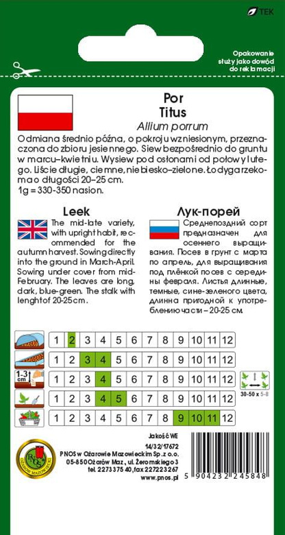 For TITUS 1g (Allium porrum)