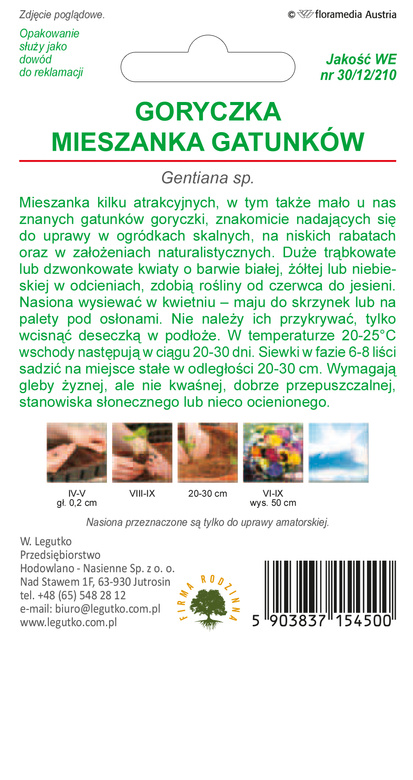Goryczka - mix gatunków do ogródków skalnych 0,02g (Gentiana sp.)