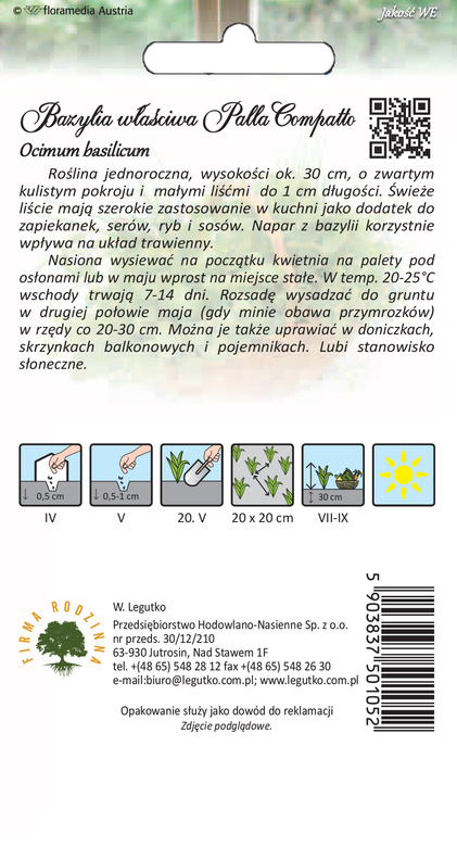 Greek Basil PALLA COMPATTO 0.5g (Ocimum basilicum)